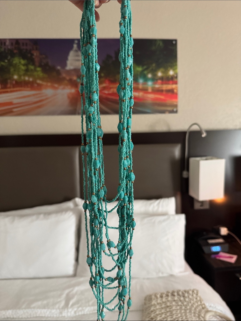 Handcrafted Turquoise Multi-Strand Beaded Necklace - Stylish Home Accent